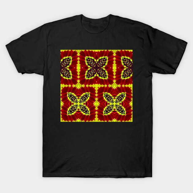 Red Yellow Chrysanthemum Pattern Number 18 T-Shirt by BubbleMench